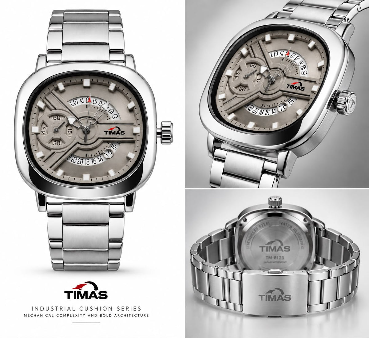 TIMAS Silver Classic Chronograph Stainless Steel Watch