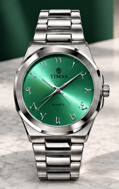TIMAS Emerald Green Arabic Dial Stainless Steel Watch