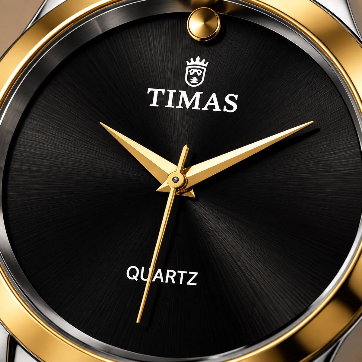 TIMAS Black & Gold Classic Quartz Watch