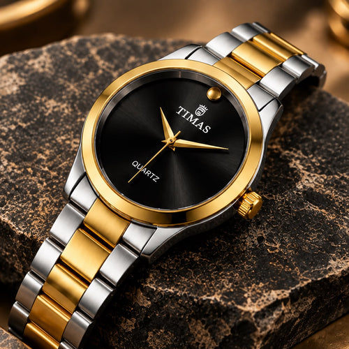 TIMAS Black & Gold Classic Quartz Watch