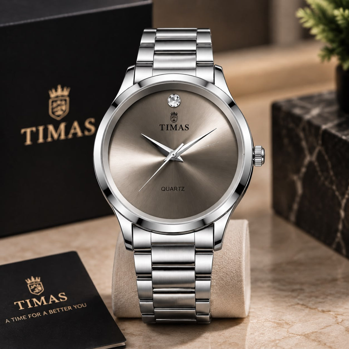 TIMAS Silver Classic Stainless Steel Quartz Watch