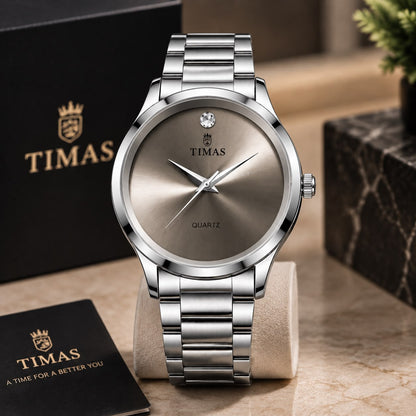 TIMAS Silver Classic Stainless Steel Quartz Watch