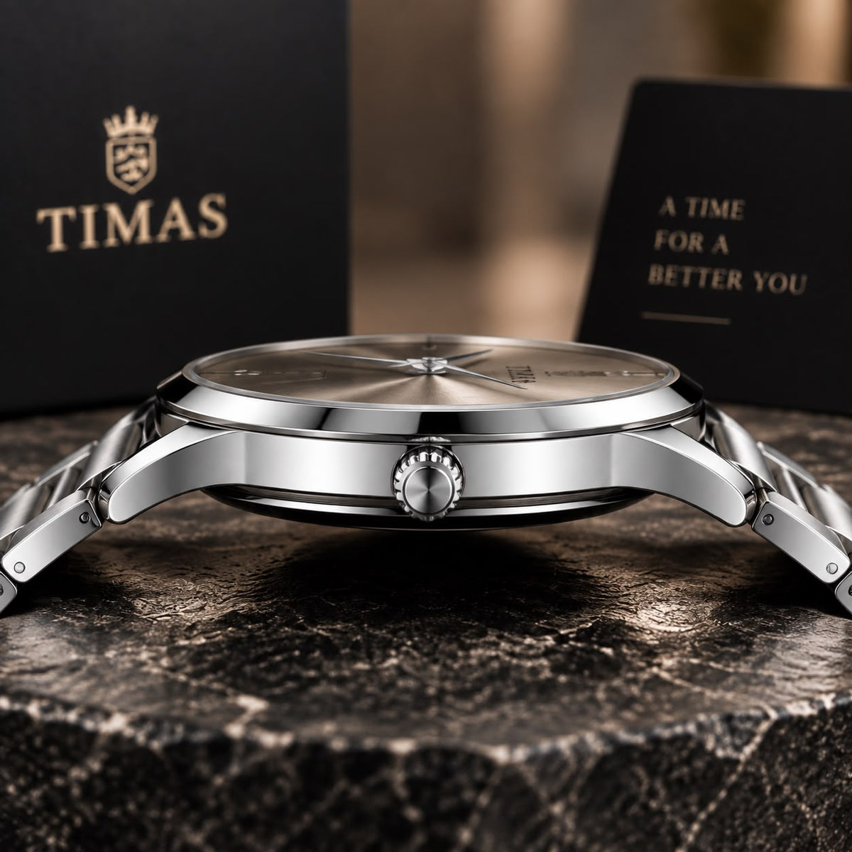 TIMAS Silver Classic Stainless Steel Quartz Watch