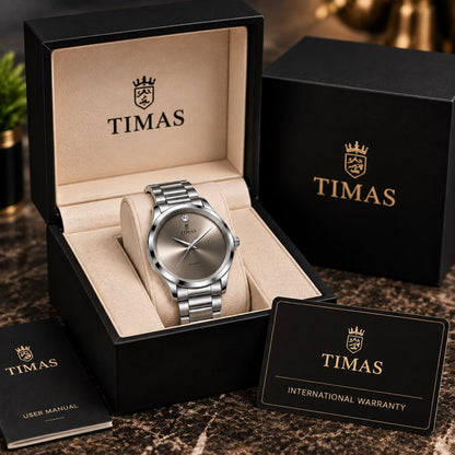 TIMAS Silver Classic Stainless Steel Quartz Watch