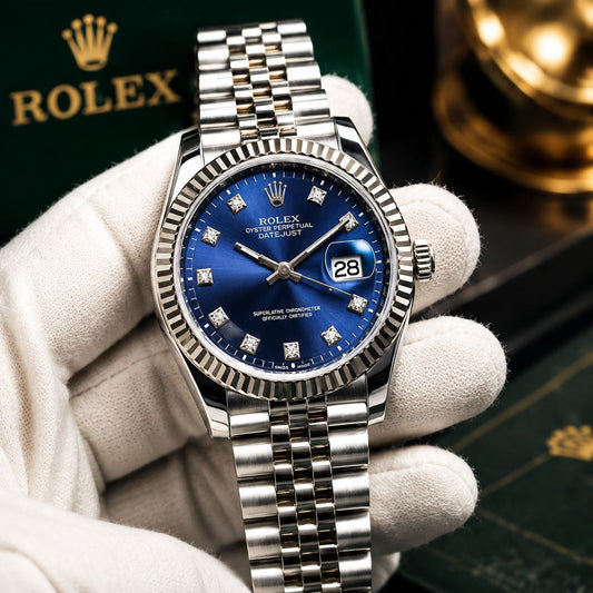 Rolex Datejust Blue Dial Diamond Markers Jubilee Bracelet