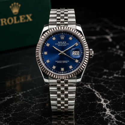 Rolex Datejust Blue Dial Diamond Markers Jubilee Bracelet