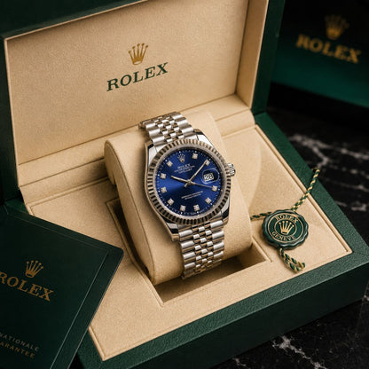 Rolex Datejust Blue Dial Diamond Markers Jubilee Bracelet