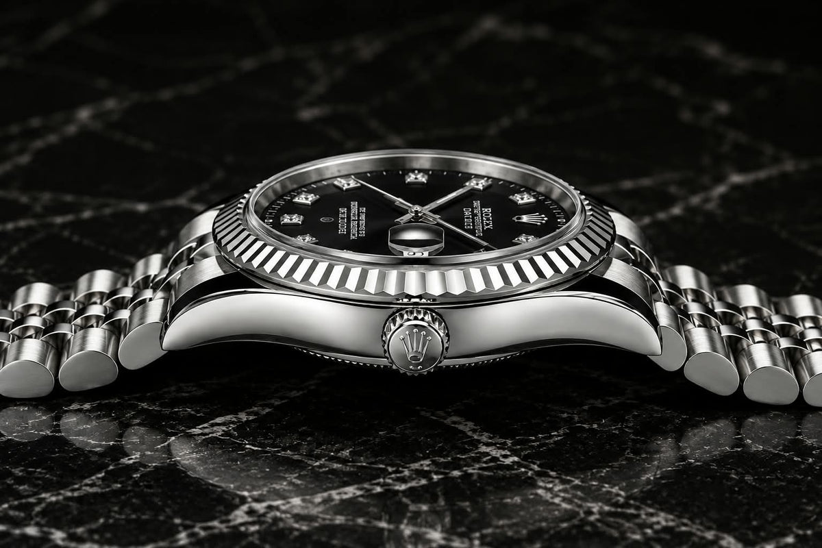 Rolex Datejust Black Dial Diamond Markers  Jubilee Bracelet