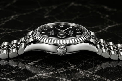 Rolex Datejust Black Dial Diamond Markers  Jubilee Bracelet